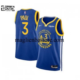 Maglia NBA Golden State Warriors Chris Paul 3 Nike Icon Edition 2023-2024 Blu Swingman - Bambino